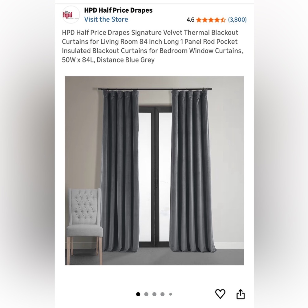 Grey weighted velvet drapes